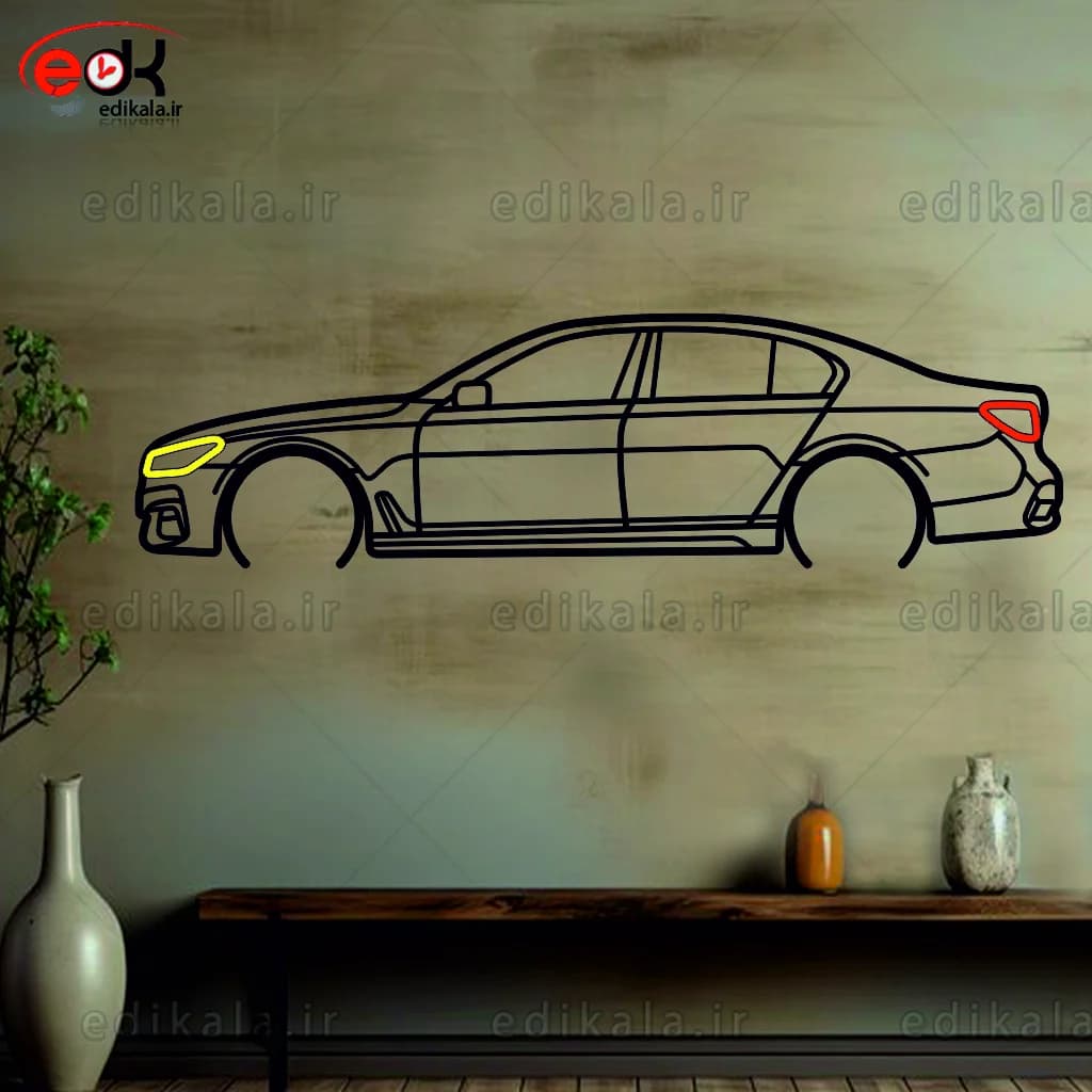 تابلو طرح ماشین BMW شماره 21 با چراغ نئون+آداپتور+با انتخاب سایز و جنس دلخواه — تصویر ۲