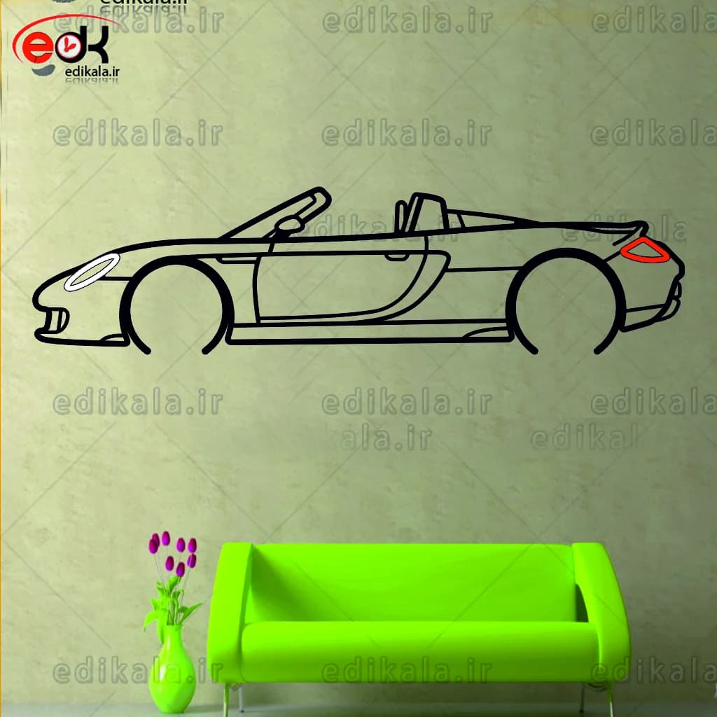 تابلو طرح ماشین پورشه شماره 22 با چراغ نئون+آداپتور+با انتخاب سایز و جنس دلخواه