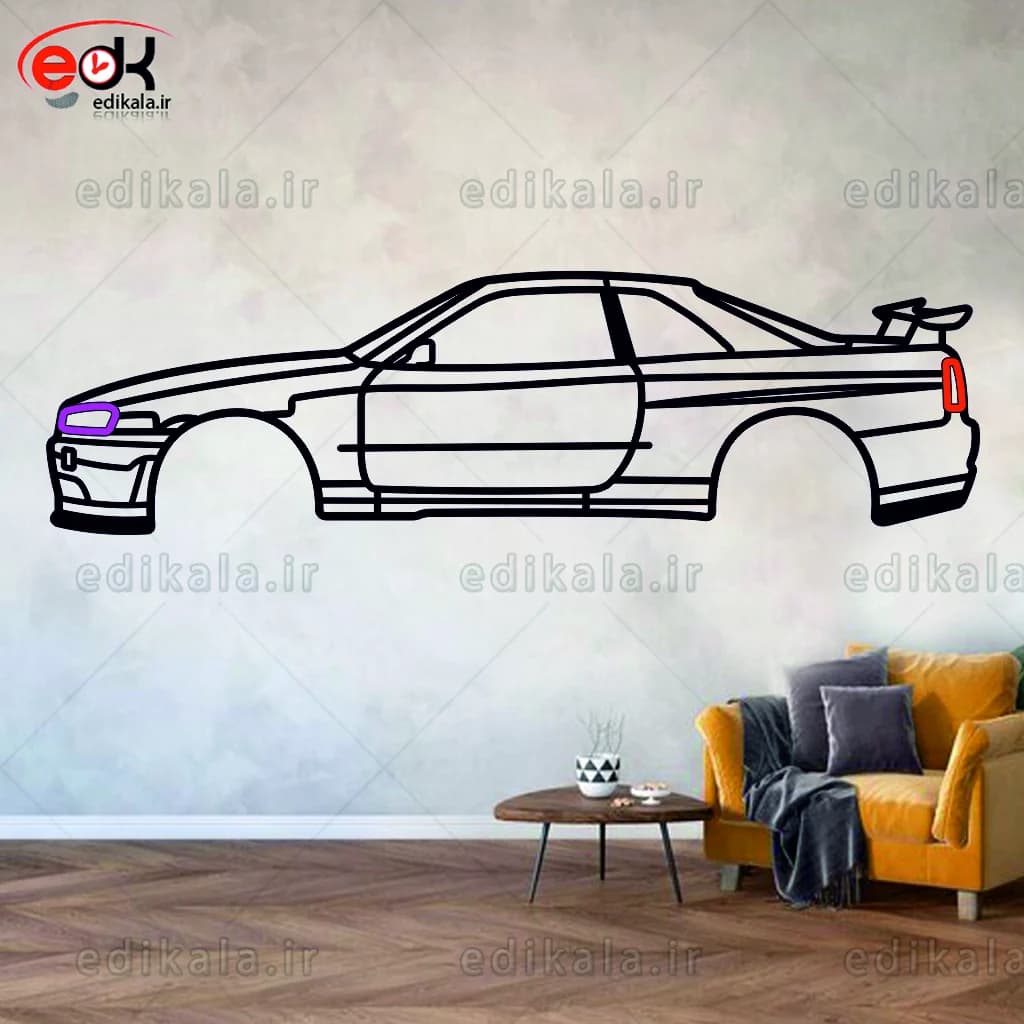 تابلو طرح ماشین نیسان شماره 8 با چراغ نئون+آداپتور+با انتخاب سایز و جنس دلخواه — تصویر ۶