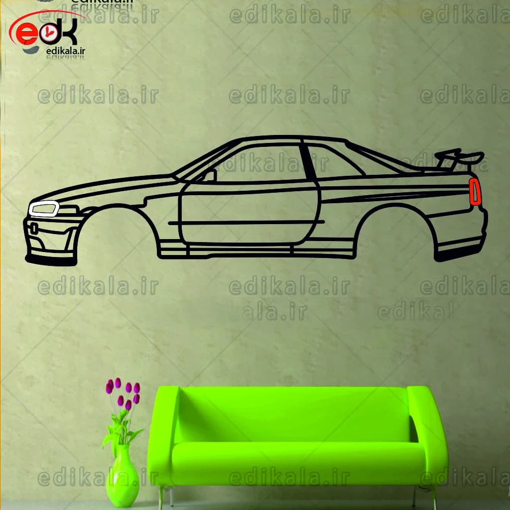 تابلو طرح ماشین نیسان شماره 8 با چراغ نئون+آداپتور+با انتخاب سایز و جنس دلخواه