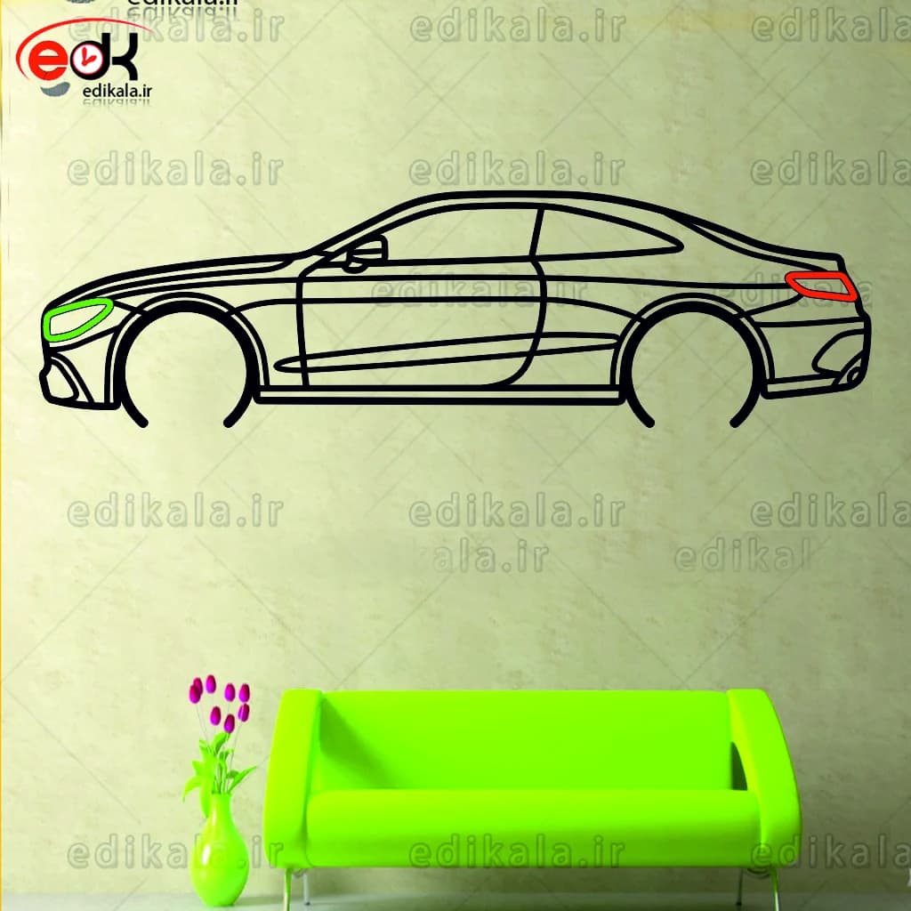 تابلو طرح ماشین بنز شماره 24 با چراغ نئون+آداپتور+با انتخاب سایز و جنس دلخواه — تصویر ۶