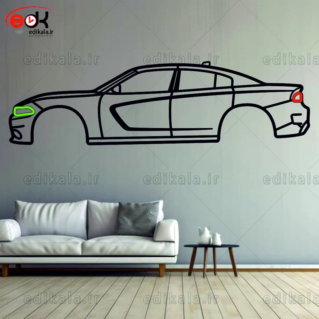 تابلو طرح ماشین دوج چارجر شماره 4 با چراغ نئون+آداپتور+با انتخاب سایز و جنس دلخواه — تصویر ۸