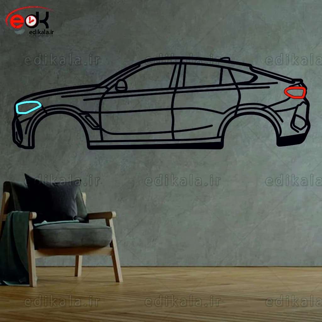 تابلو طرح ماشین BMW شماره 20 با چراغ نئون+آداپتور+با انتخاب سایز و جنس دلخواه — تصویر ۷