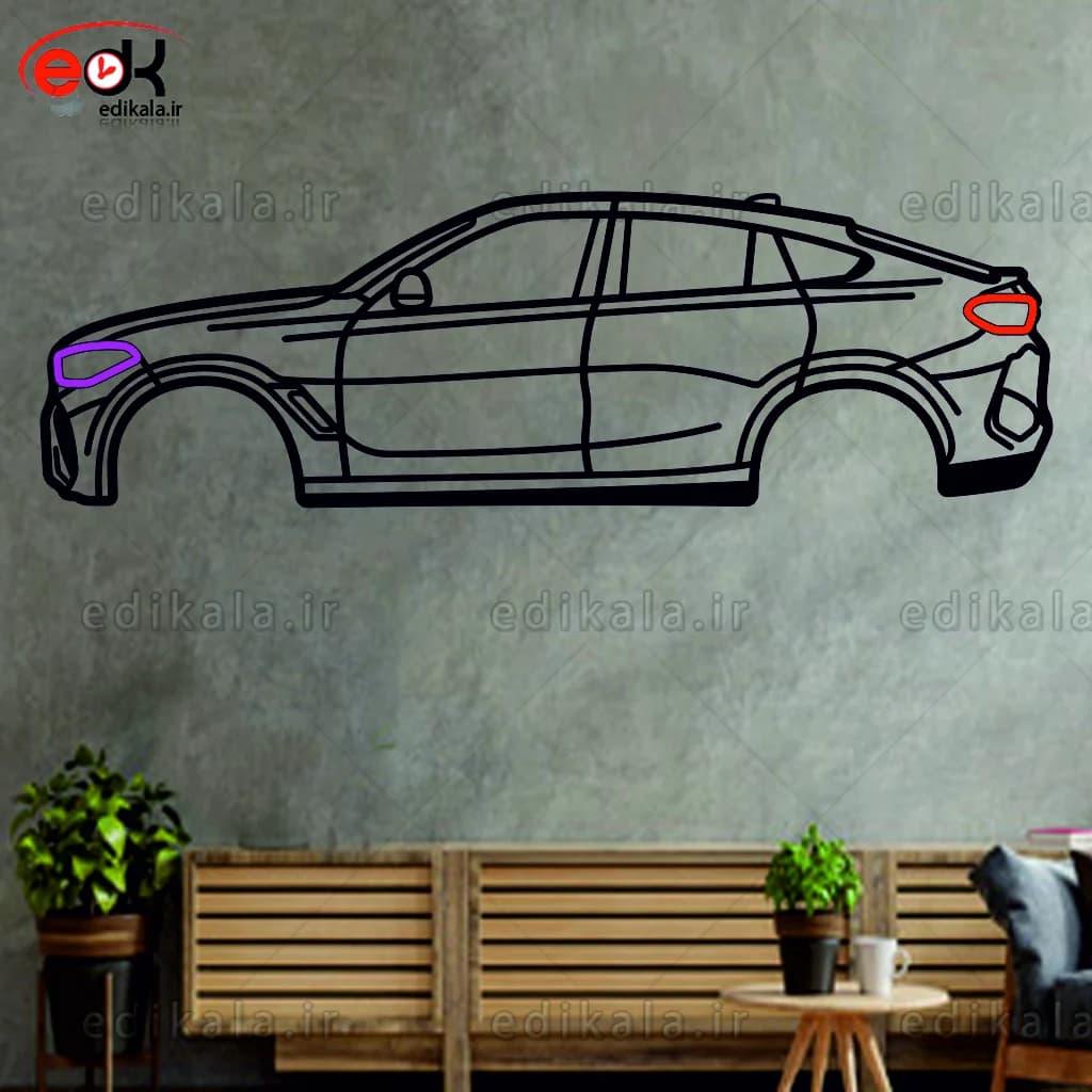 تابلو طرح ماشین BMW شماره 20 با چراغ نئون+آداپتور+با انتخاب سایز و جنس دلخواه — تصویر ۶