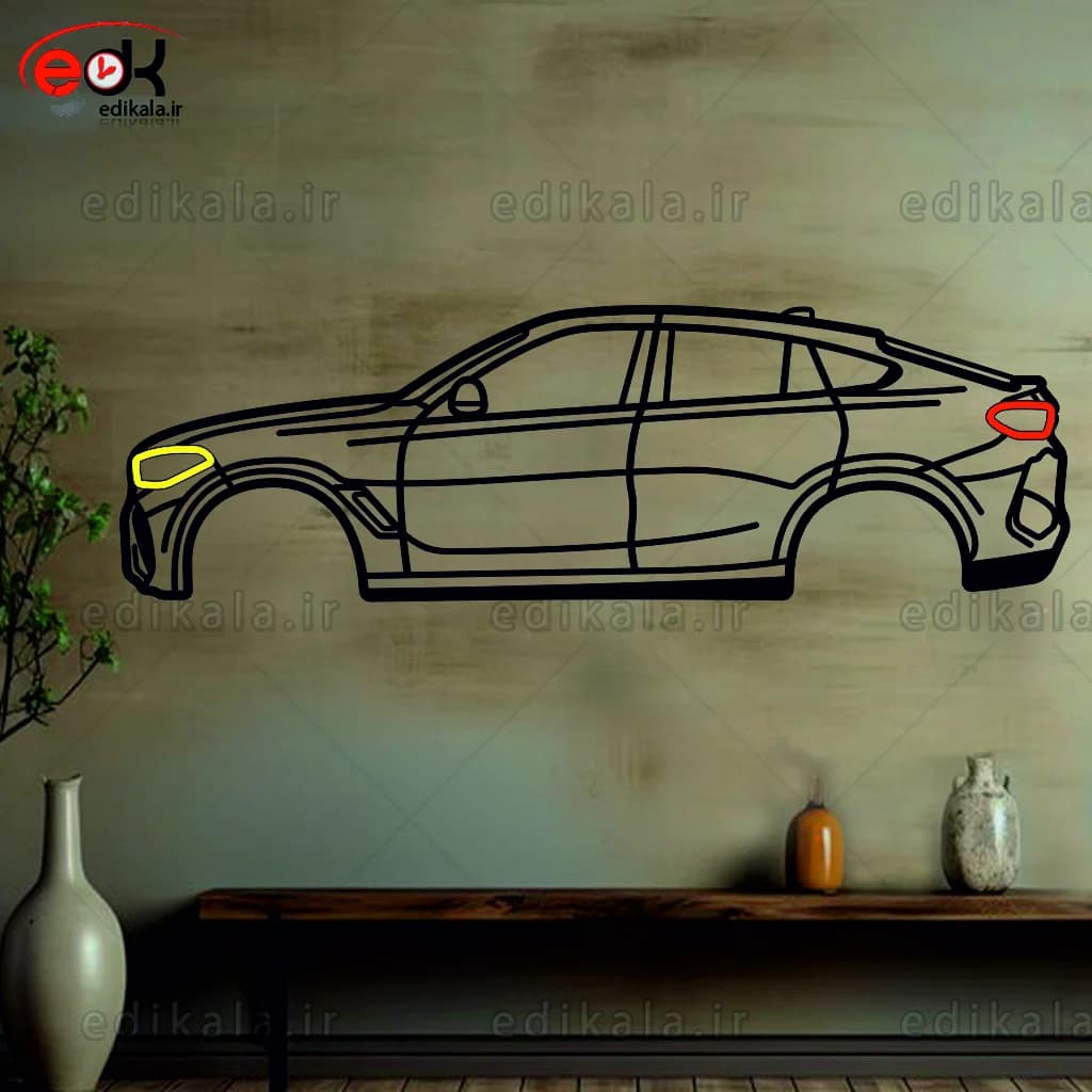 تابلو طرح ماشین BMW شماره 20 با چراغ نئون+آداپتور+با انتخاب سایز و جنس دلخواه