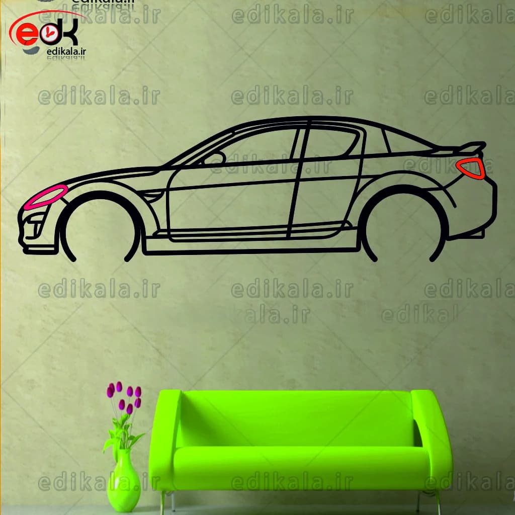تابلو طرح ماشین مزدا شماره 3 با چراغ نئون+آداپتور+با انتخاب سایز و جنس دلخواه