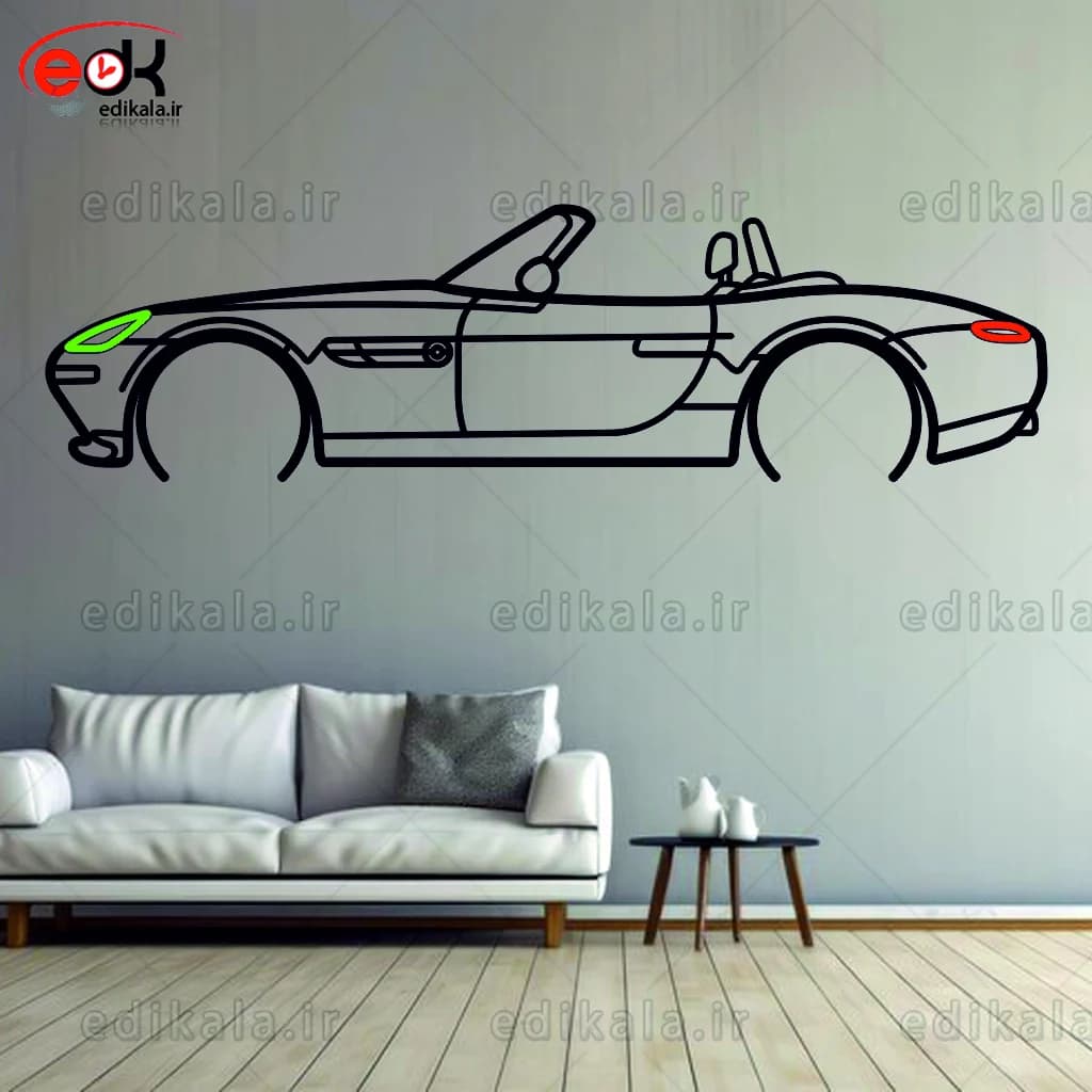 تابلو طرح ماشین BMW شماره 18 با چراغ نئون+آداپتور+با انتخاب سایز و جنس دلخواه — تصویر ۶