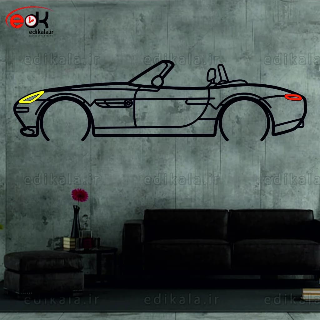 تابلو طرح ماشین BMW شماره 18 با چراغ نئون+آداپتور+با انتخاب سایز و جنس دلخواه — تصویر ۴