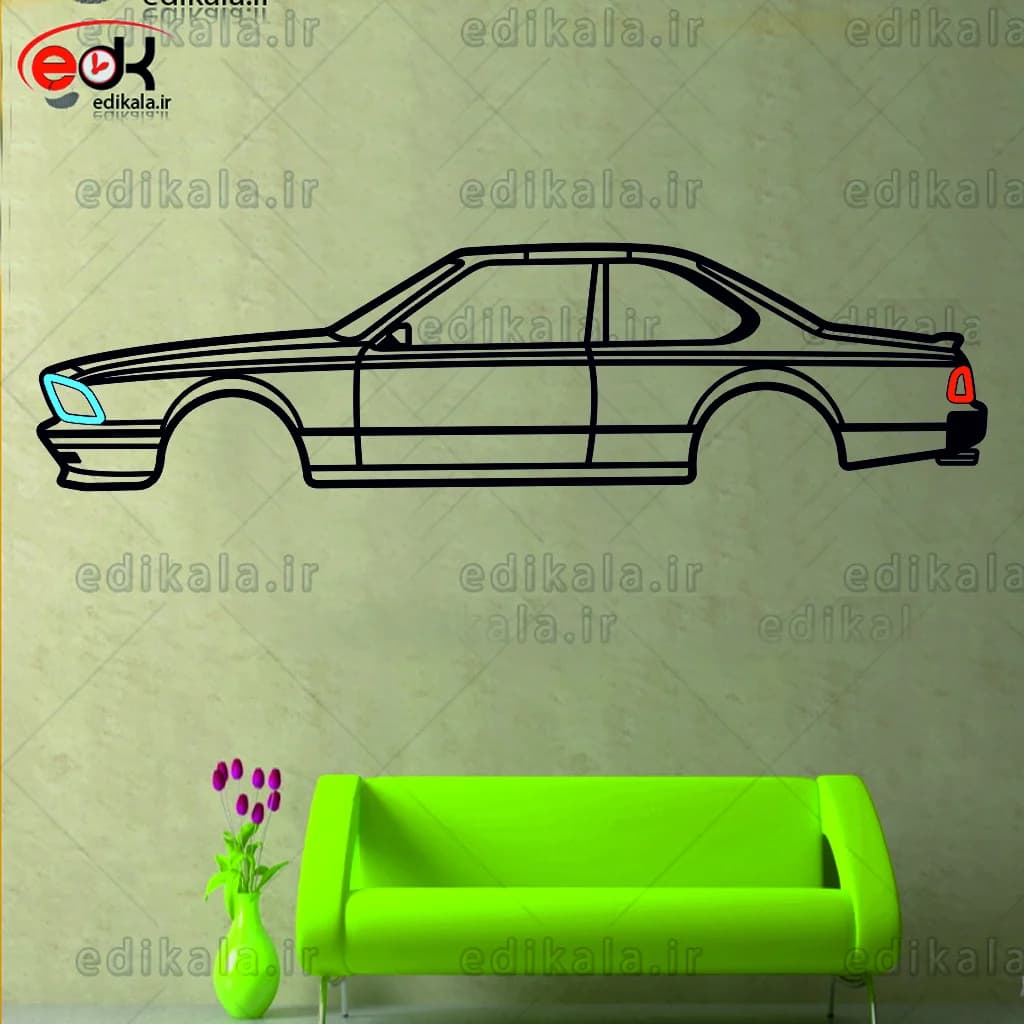 تابلو طرح ماشین BMW شماره 17 با چراغ نئون+آداپتور+با انتخاب سایز و جنس دلخواه
