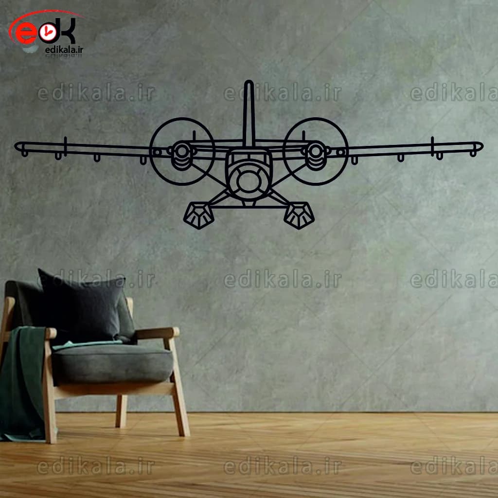 تابلو طرح هواپیما DHC-6 Twin Otter شماره 1 با نور نئون پس زمینه با انتخاب سایز و جنس دلخواه + فایل کورل اماده برش — تصویر ۴