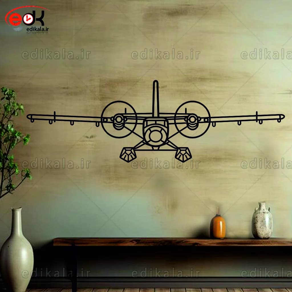 تابلو طرح هواپیما DHC-6 Twin Otter شماره 1 با نور نئون پس زمینه با انتخاب سایز و جنس دلخواه + فایل کورل اماده برش