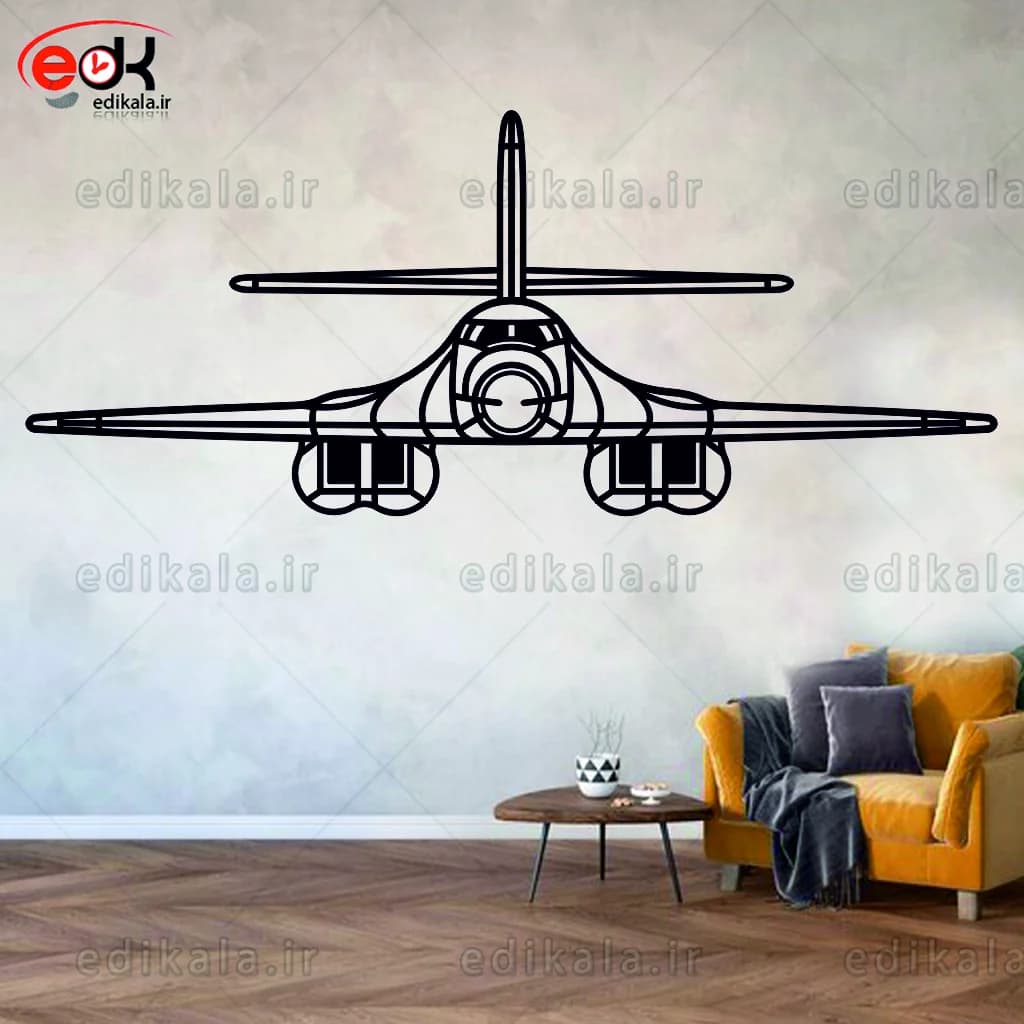 تابلو طرح هواپیما Rockwell B-1 Lancer شماره 1 با نور نئون پس زمینه با انتخاب سایز و جنس دلخواه + فایل کورل اماده برش — تصویر ۳