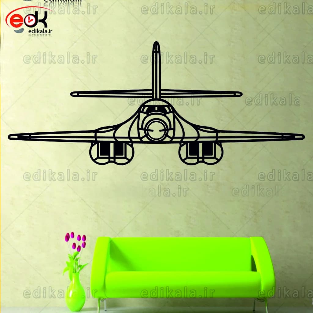 تابلو طرح هواپیما Rockwell B-1 Lancer شماره 1 با نور نئون پس زمینه با انتخاب سایز و جنس دلخواه + فایل کورل اماده برش