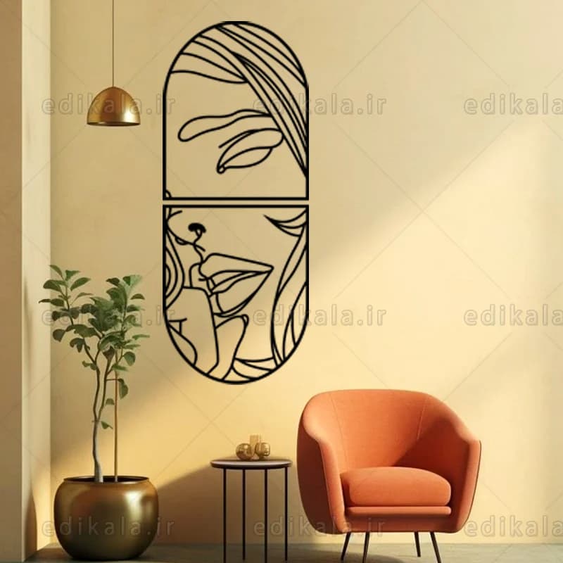 آینه دکوراتیو طرح چهره شماره 7 در پنج رنگ و ابعاد انتخابی+فایل کورل
