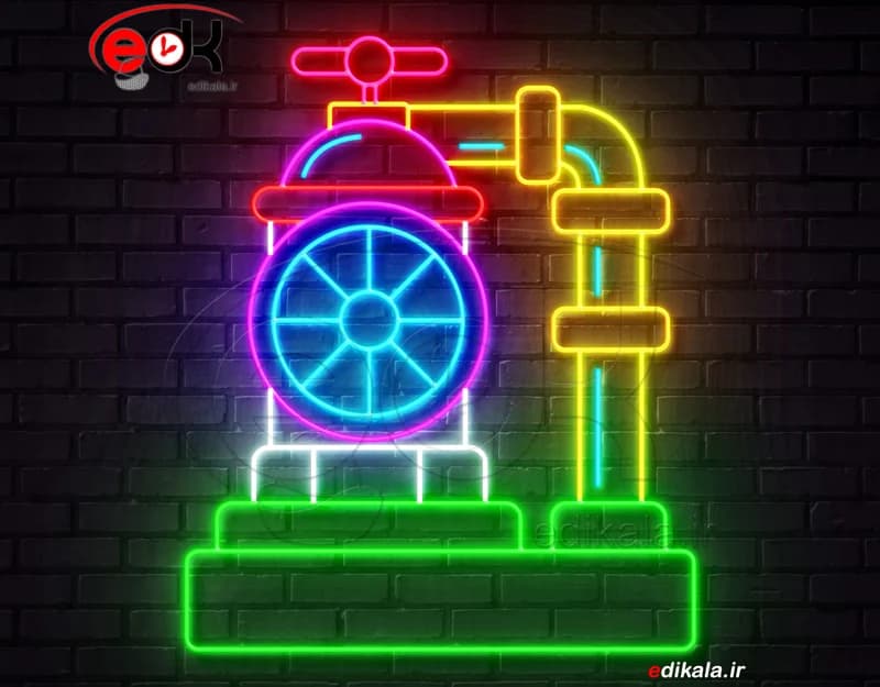تابلو نئون طرح پمپ آب شماره 1 در ابعاد مختلف +آداپتور+ فایل لایه باز