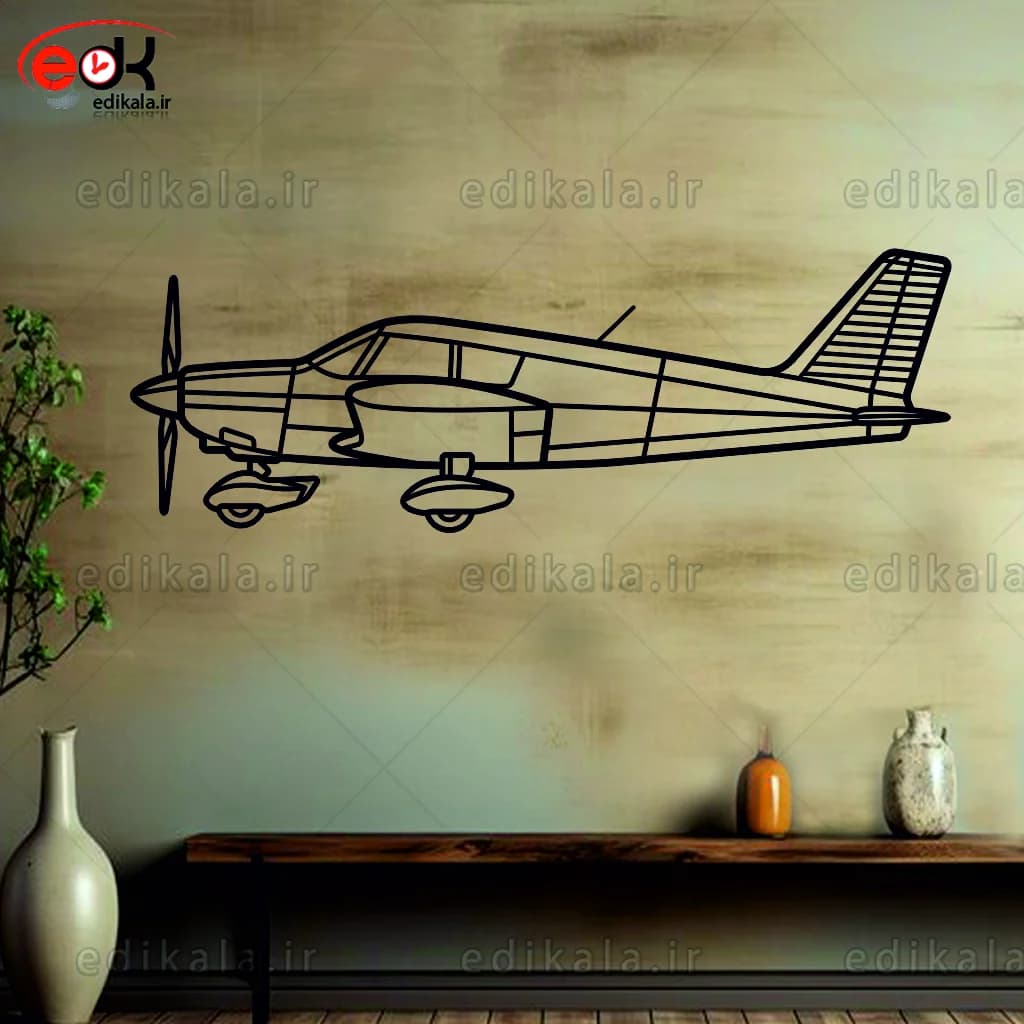 تابلو طرح هواپیما Piper PA-28 شماره 1 با نور نئون پس زمینه با انتخاب سایز و جنس دلخواه + فایل کورل اماده برش — تصویر ۶