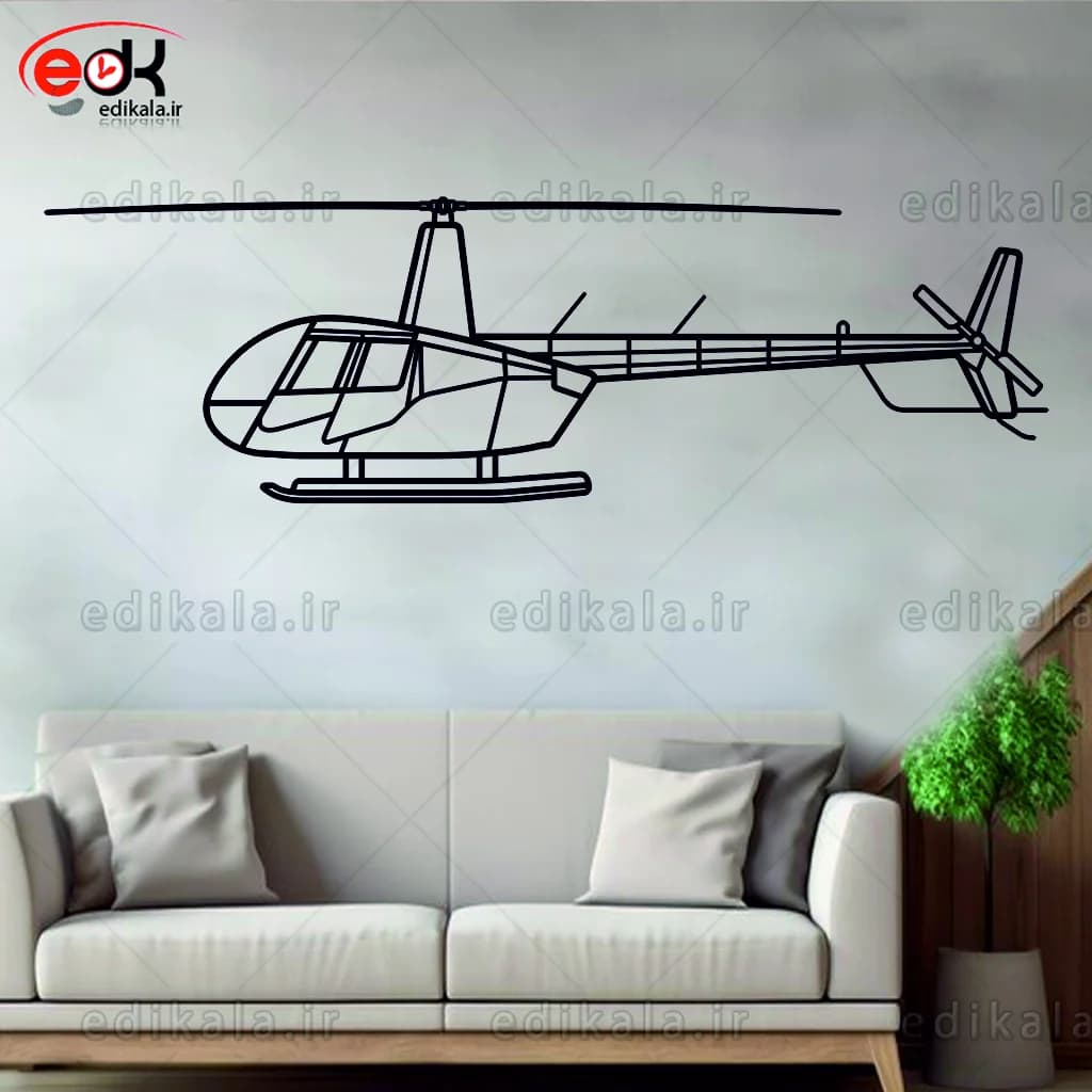 تابلو طرح هلیکوپتر Robinson R44 شماره 1 با نور نئون پس زمینه با انتخاب سایز و جنس دلخواه + فایل کورل اماده برش — تصویر ۷