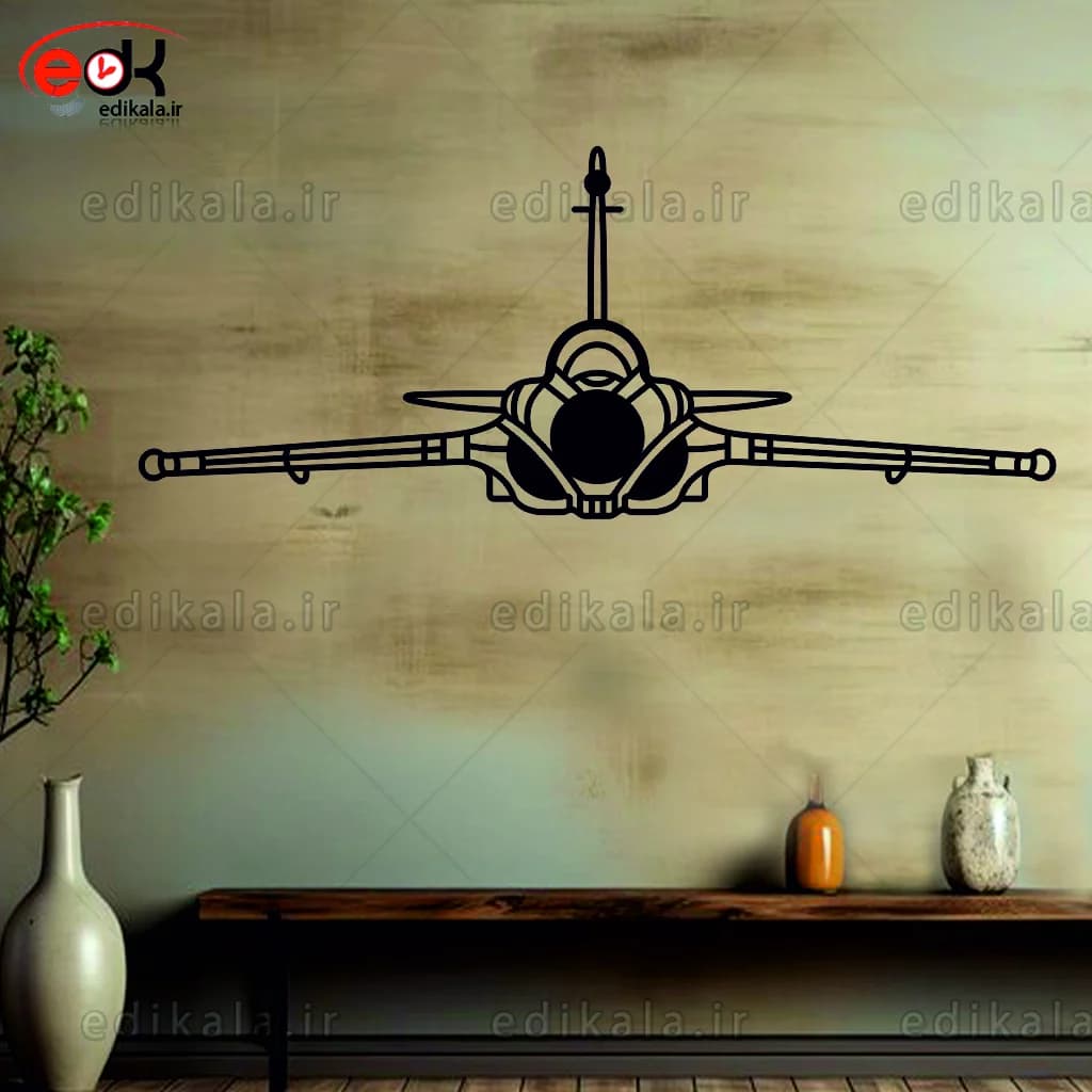 تابلو طرح هواپیما جت F16 شماره 1 با نور نئون پس زمینه با انتخاب سایز و جنس دلخواه + فایل کورل اماده برش — تصویر ۲