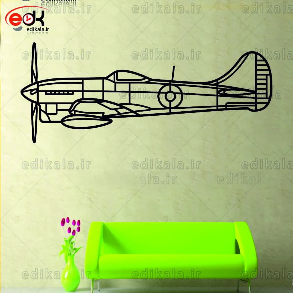 تابلو طرح هواپیما Tempest MK V شماره 1 با نور نئون پس زمینه با انتخاب سایز و جنس دلخواه + فایل کورل اماده برش — تصویر ۶