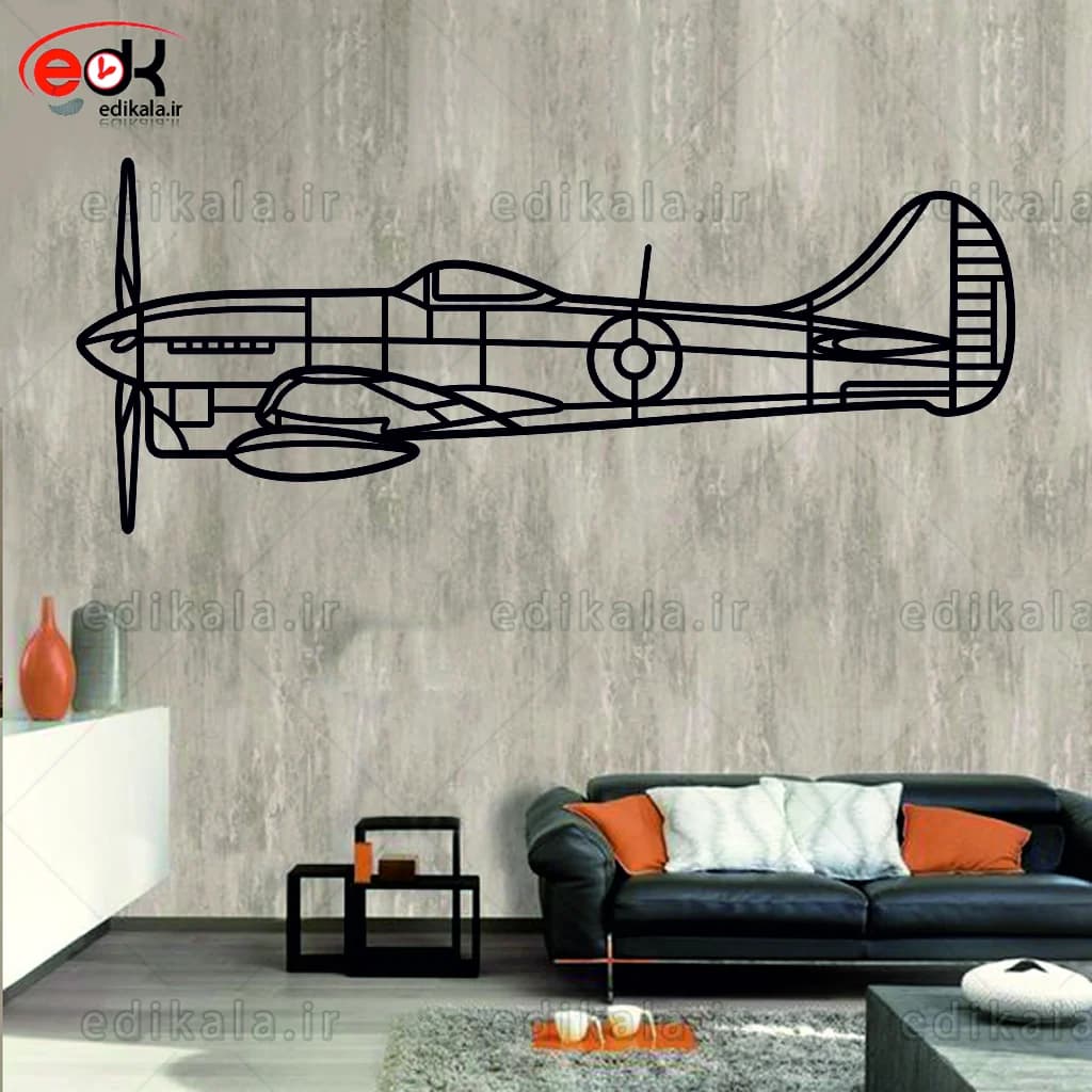تابلو طرح هواپیما Tempest MK V شماره 1 با نور نئون پس زمینه با انتخاب سایز و جنس دلخواه + فایل کورل اماده برش — تصویر ۵