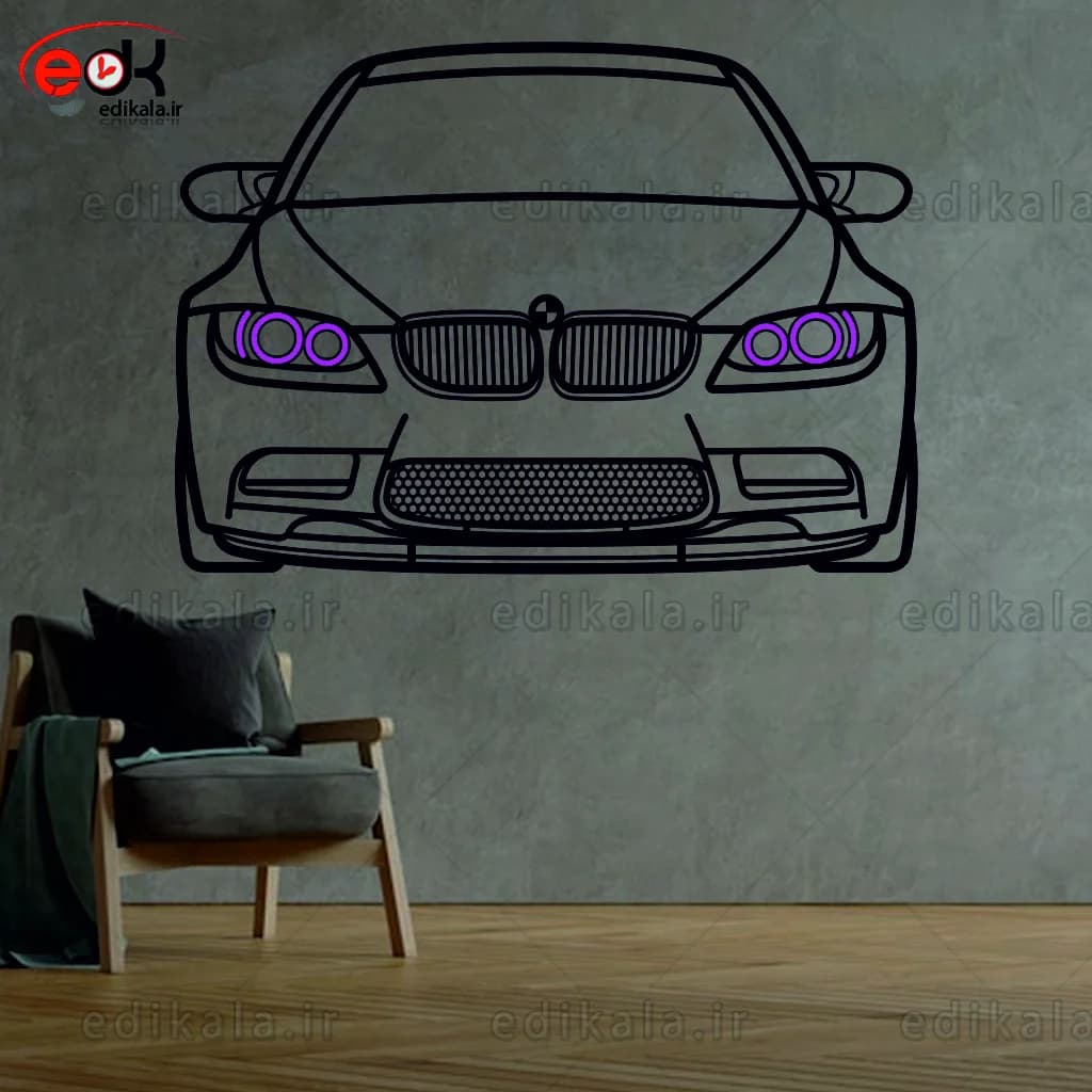 تابلو طرح ماشین BMW شماره 15 با چراغ نئون+آداپتور+با انتخاب سایز و جنس دلخواه — تصویر ۷