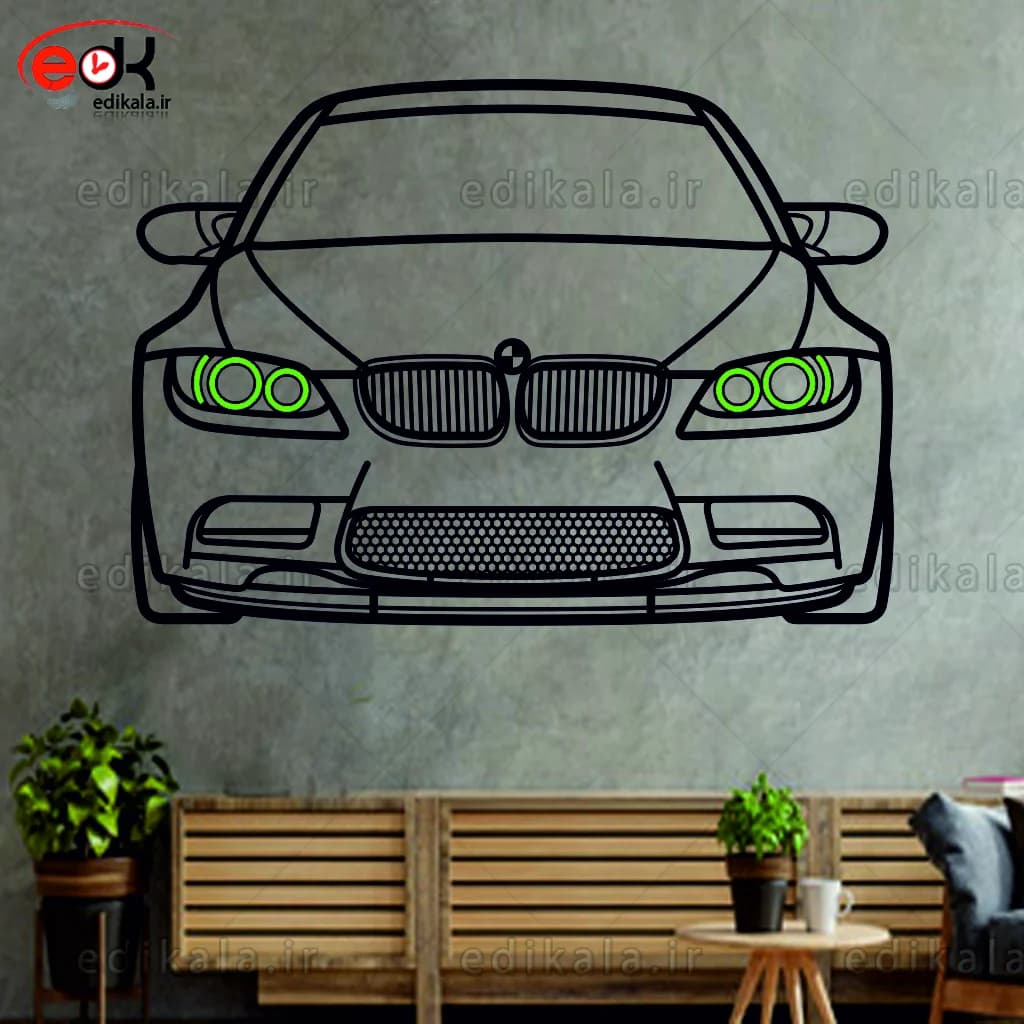 تابلو طرح ماشین BMW شماره 15 با چراغ نئون+آداپتور+با انتخاب سایز و جنس دلخواه — تصویر ۳
