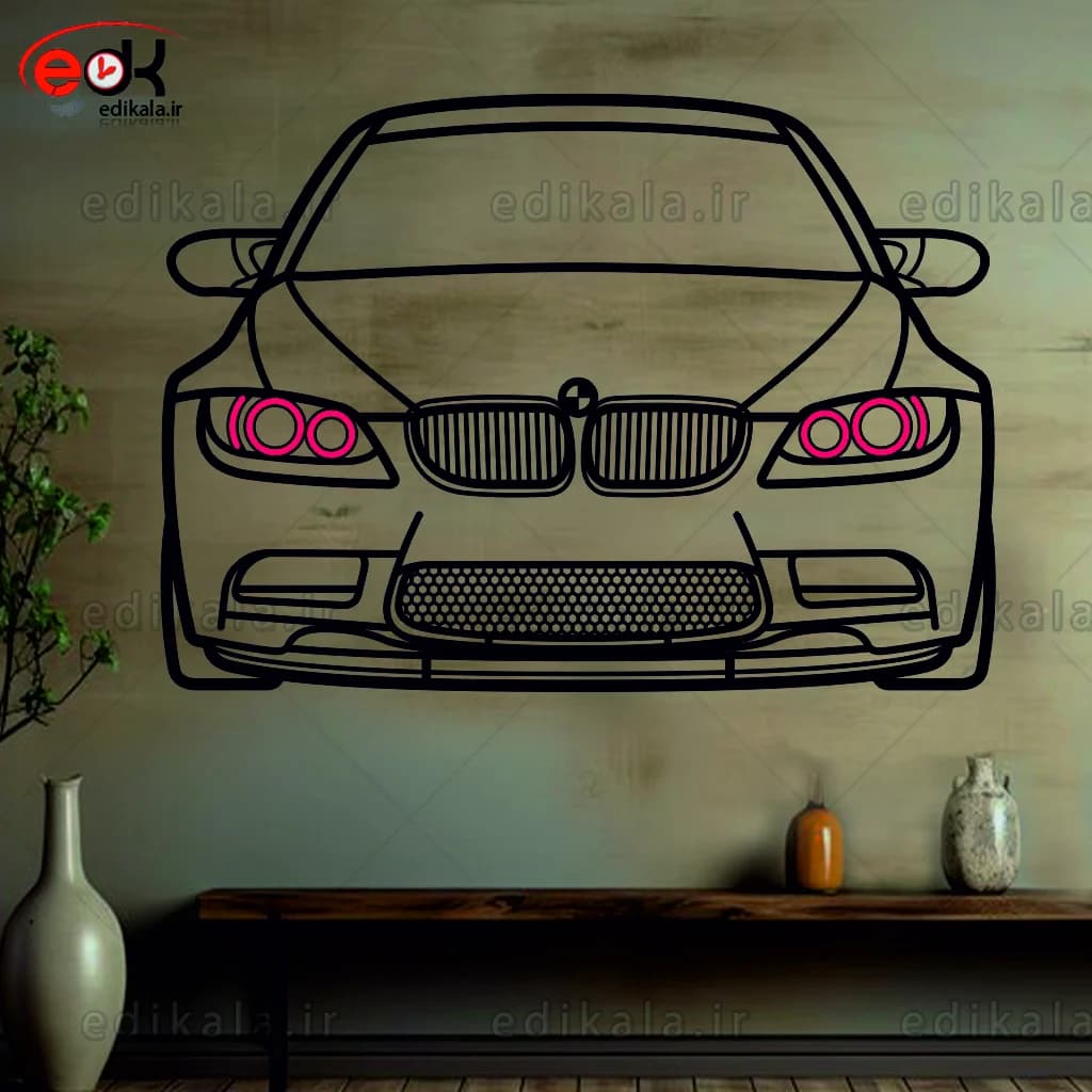 تابلو طرح ماشین BMW شماره 15 با چراغ نئون+آداپتور+با انتخاب سایز و جنس دلخواه