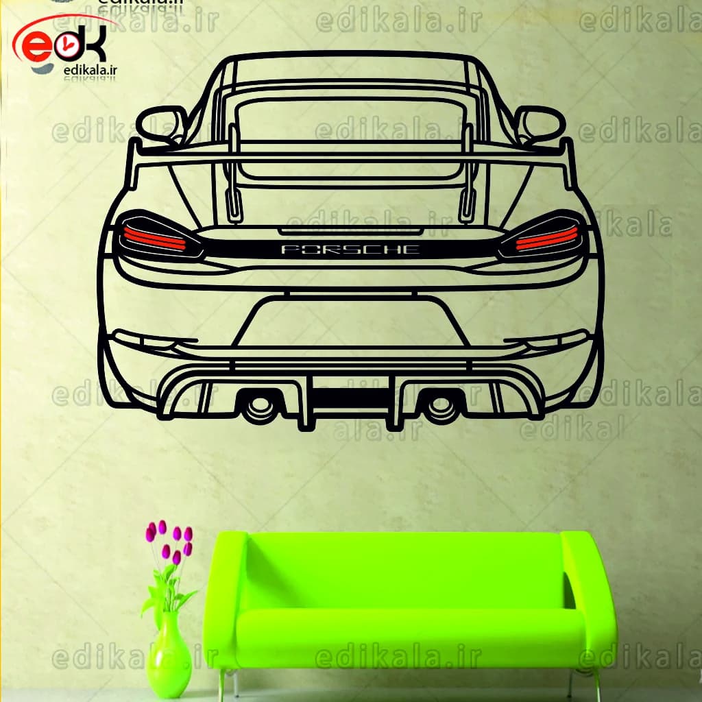 تابلو طرح ماشین پورشه شماره 19 با چراغ نئون+آداپتور+با انتخاب سایز و جنس دلخواه — تصویر ۳
