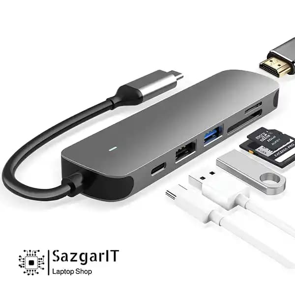 هاب USB-C شش کاره 6 in 1 Type-C Hub EXPO — تصویر ۵