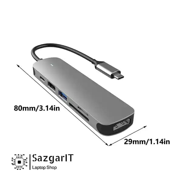 هاب USB-C شش کاره 6 in 1 Type-C Hub EXPO — تصویر ۶