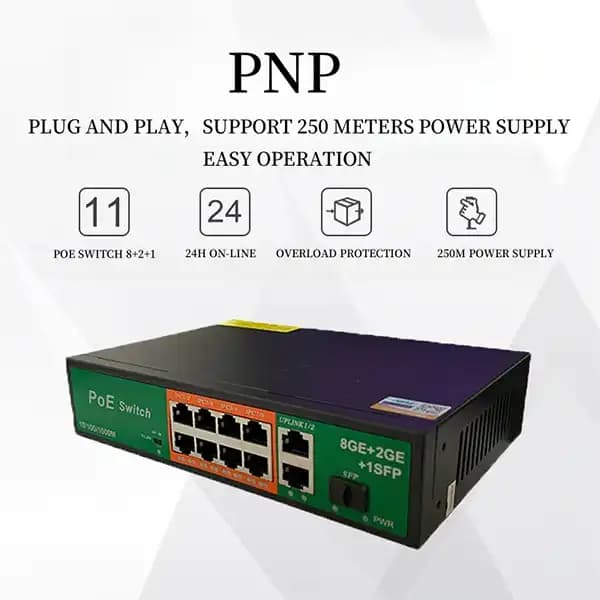 هاپ سوییچ 1+2+8 پورت-1فیبر- 100/1000 PoE — تصویر ۹