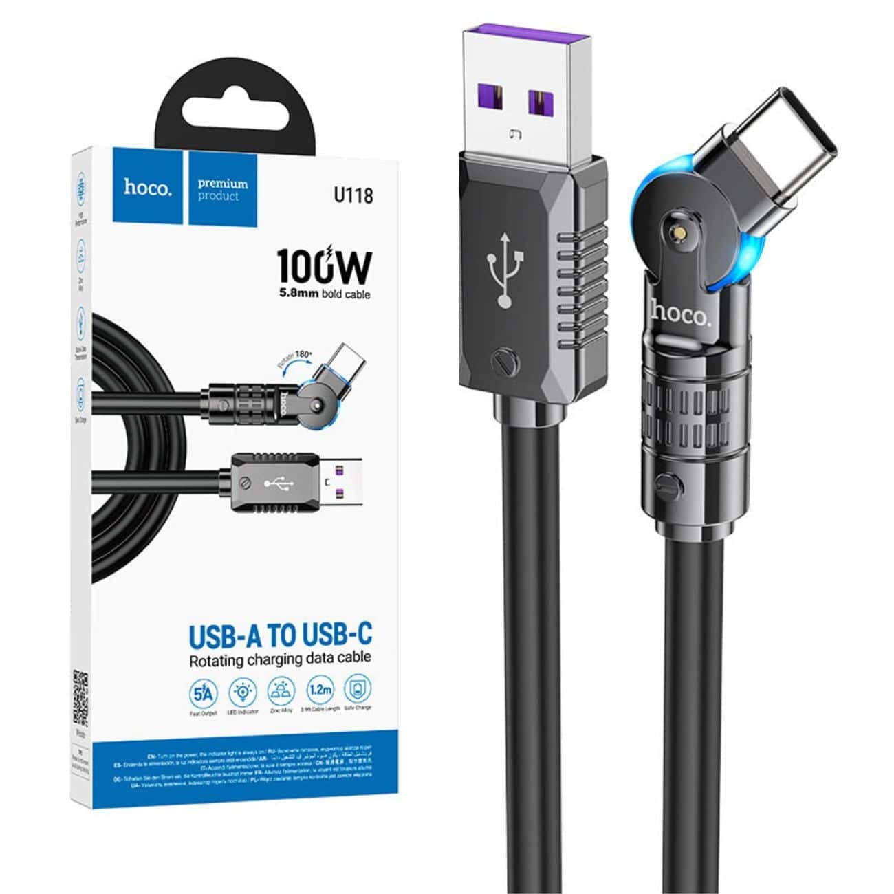 کابل USB به تایپ سی هوکو Hoco مدل U118 توان 100 وات 1.2 متر — تصویر ۱۰
