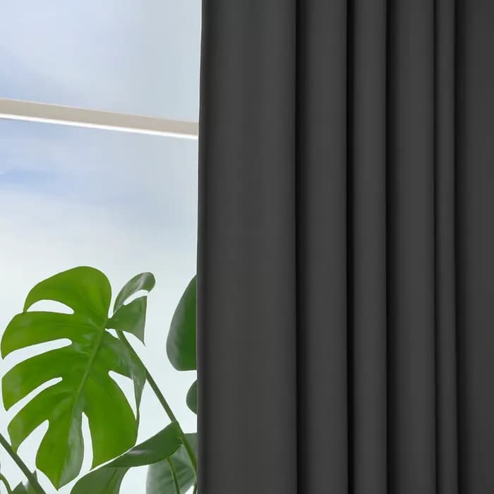 جفت پرده‌های جلو بسته خاکستری تیره/با نوار تزئینی سایز ۱۴۵x۳۰۰ ایکیا مدل KORGMOTT — تصویر ۶