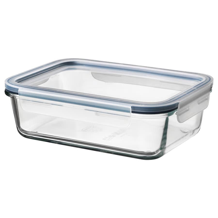 ظرف غذا با درب، شیشه/پلاستیک مستطیلی، ۱لیتر ایکیا مدل IKEA 365+