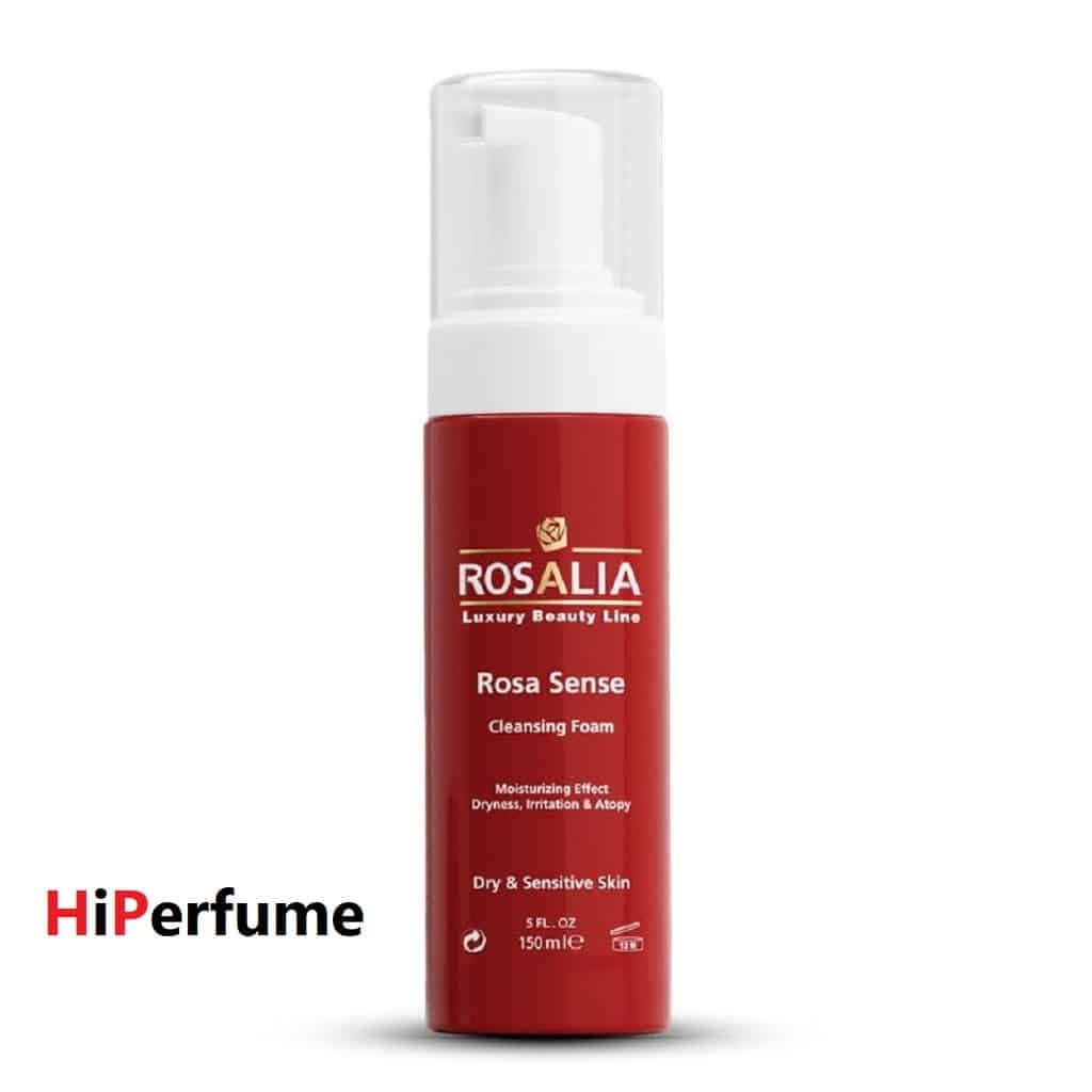 فوم شستشو پوست خشک و حساس رزالیا مدل Rosa sense حجم 150 میلی لیتر