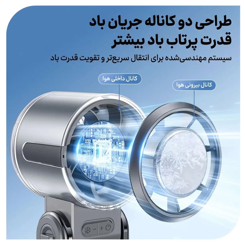 پنکه دستی تاشو نوکسو مدل FAN‑N1 | خنک‌ کننده قوی 29000 دور در دقیقه با باتری 3600 میلی‌آمپر — تصویر ۵
