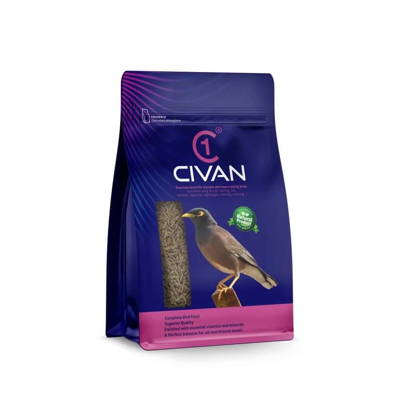 غذای خشک مخصوص مرغ مینا سیوان Civan مدل پاکتی وزن 750 گرم