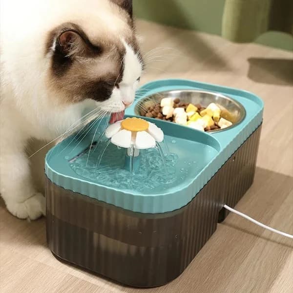 آبخوری اتوماتیک گربه و سگ 3 لیتری با جای غذا استیل — تصویر ۳