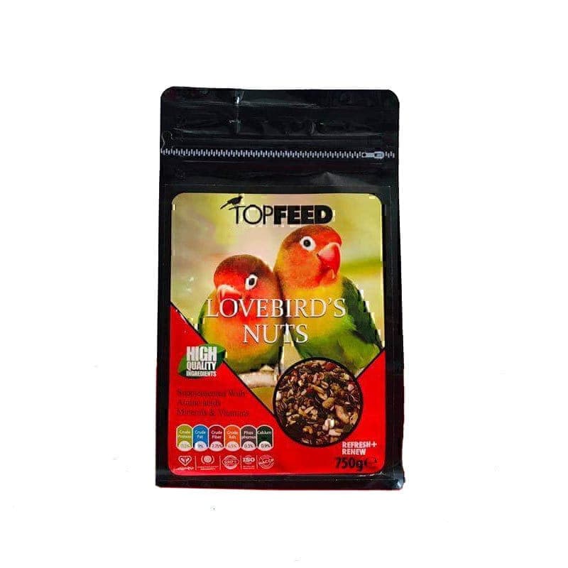 خوراک آجیلی طوطی برزیلی تاپ فید TopFeed LoveBirds Nuts وزن 750 گرم