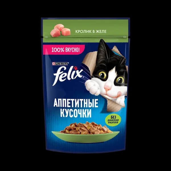 پوچ گربه فلیکس با طعم گوشت خرگوش در ژله Felix Rabbit In Jelly وزن 75 گرم