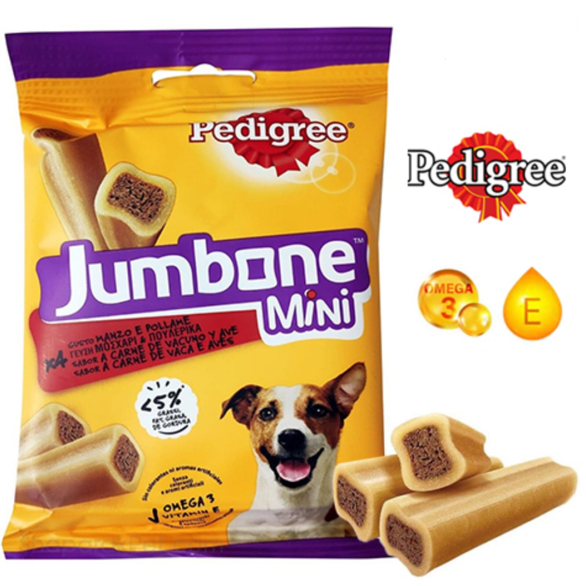 تشویقی سگ استخوانی مینی با طعم گوشت گاو و مرغ پدیگری Pedigree Jumbone Mini وزن 160 گرم — تصویر ۷