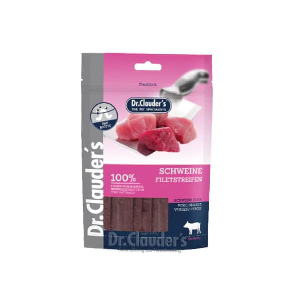 تشویقی سگ دکتر کلادرز گوشت خوک نواری ۸۰ گرم Dr. Clauder’s SCHWEINE/PORK
