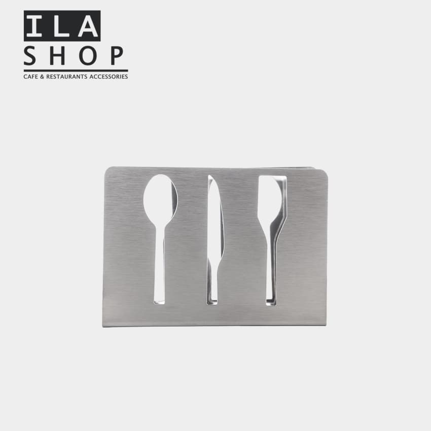 جای دستمال استیل رو میزی طرح قاشق و چنگال یک عددی ایلا — تصویر ۷