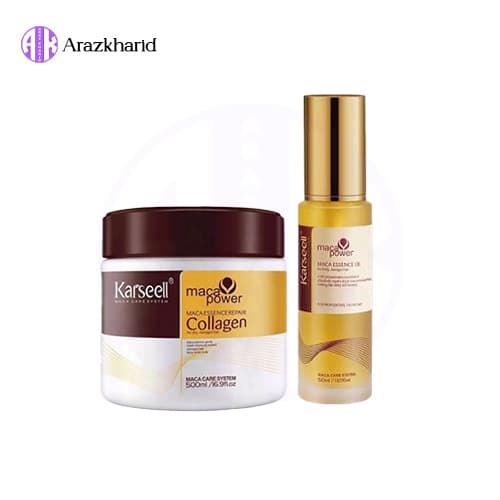 پک کارسل برای موهای خشک و آسیب دیده (ماسک مو کلاژن کارسل + روغن آرگان و ماکادمیا کارسل)