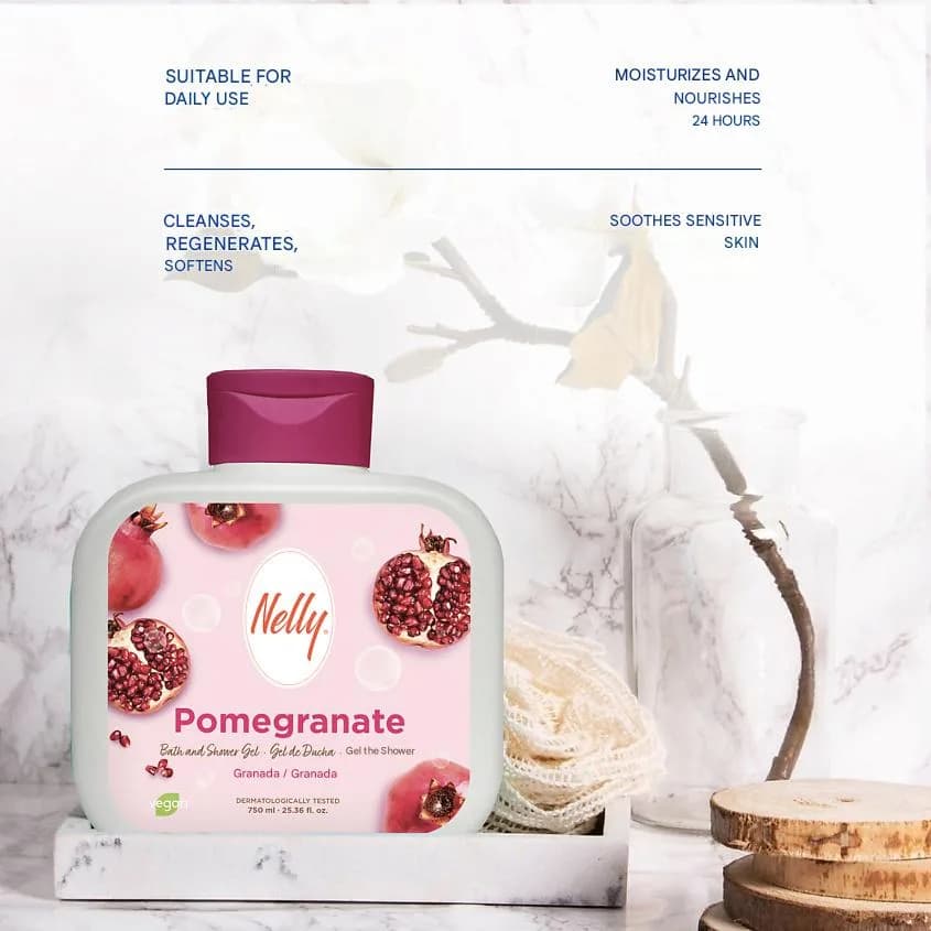 شامپو بدن انار نلی Nelly مدل Pomegranate حجم 750 میل — تصویر ۱۰