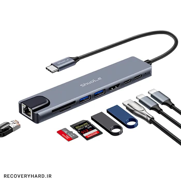 هاب ۸ پورت USB-C شوله مدل H801 — تصویر ۱۲
