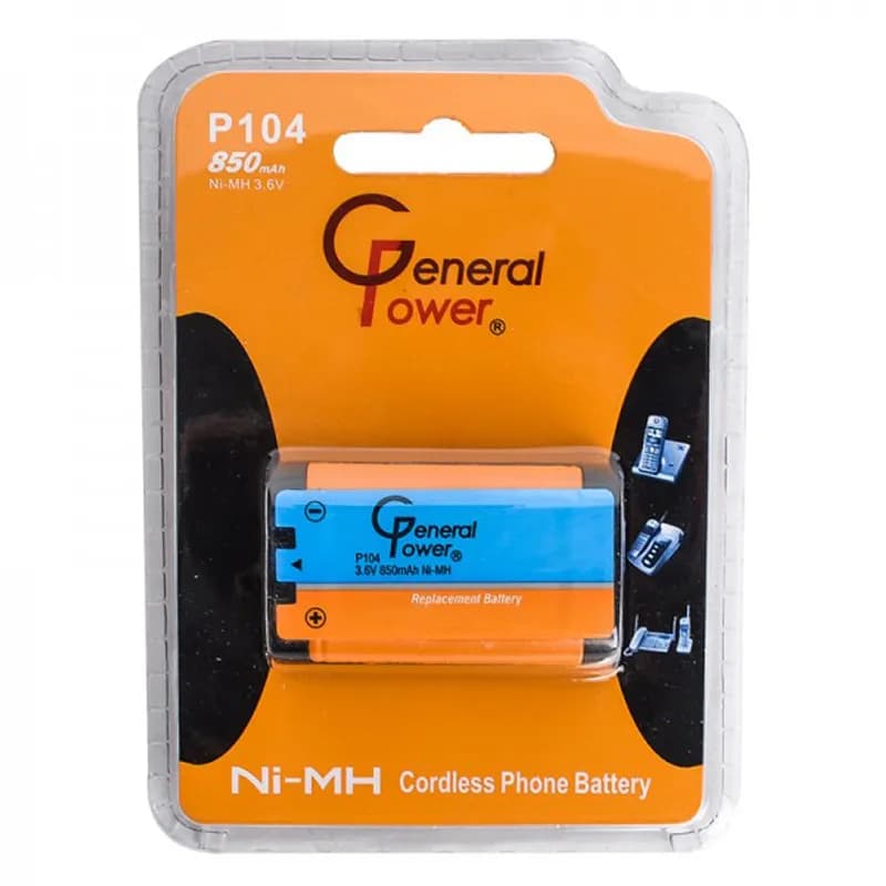 باتری تلفن بی سیم رومیزی جنرال پاور 3.6 ولت Ni-MH مدل P104 850mAh ظرفیت 850 میلی آمپر ساعت — تصویر ۲
