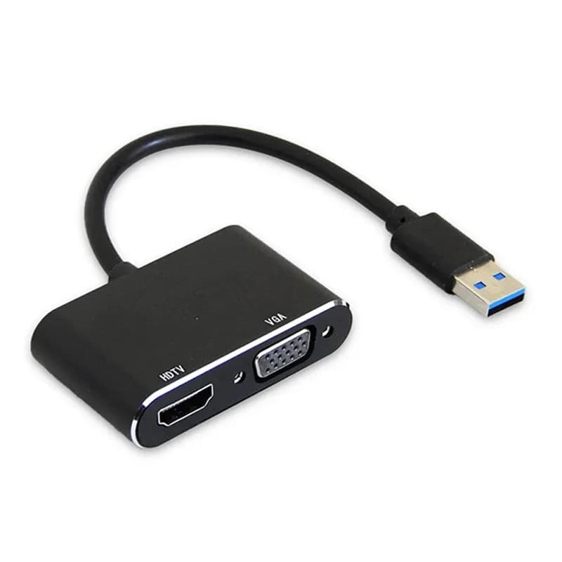 تبدیل USB 3.0 به HDMI و VGA کی نت مدل K-COUA30HV کیفیت 4K