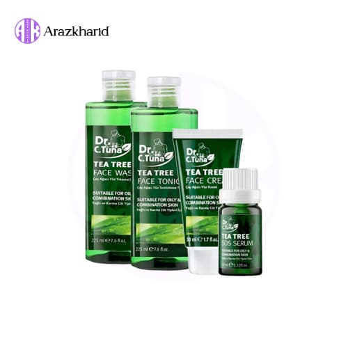 پک ضد جوش چای سبز دکتر تونا فارماسی مدل TEA TREE (ژل شستشو + تونر +سرم ضدجوش فوری + آبرسان تیوپی)