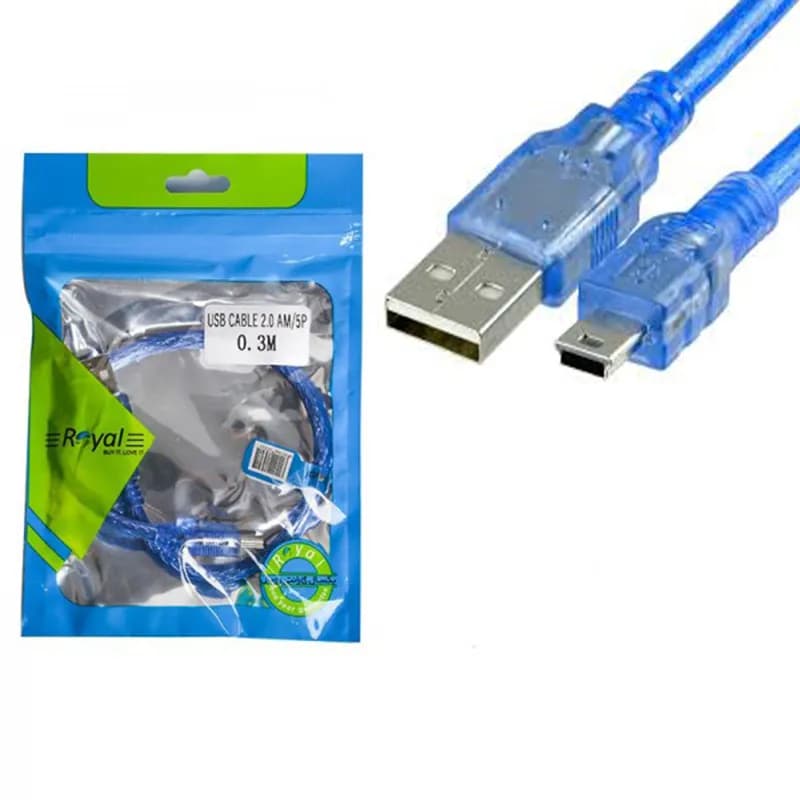 کابل تبدیل USB به Mini USB رویال طول 0.3 متری — تصویر ۲